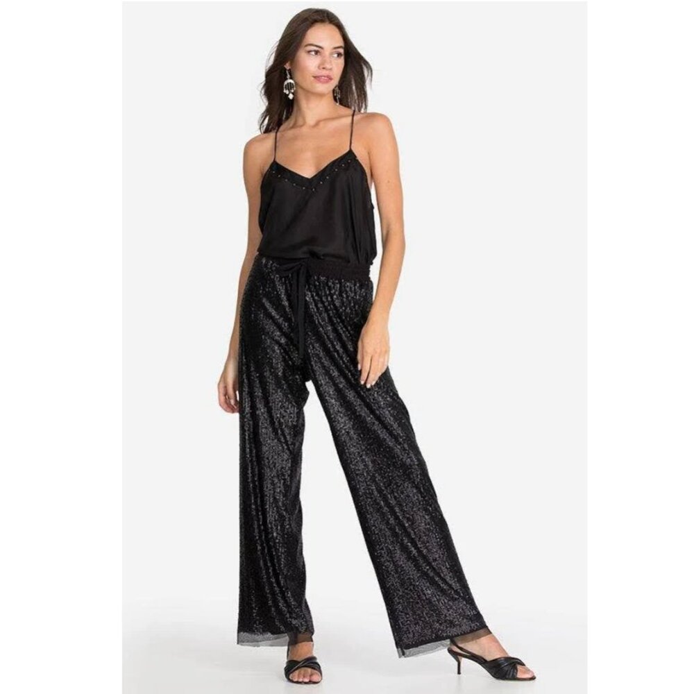 Johnny Was Grace Sequin Drawstring Long Cocktail Pants Size Large